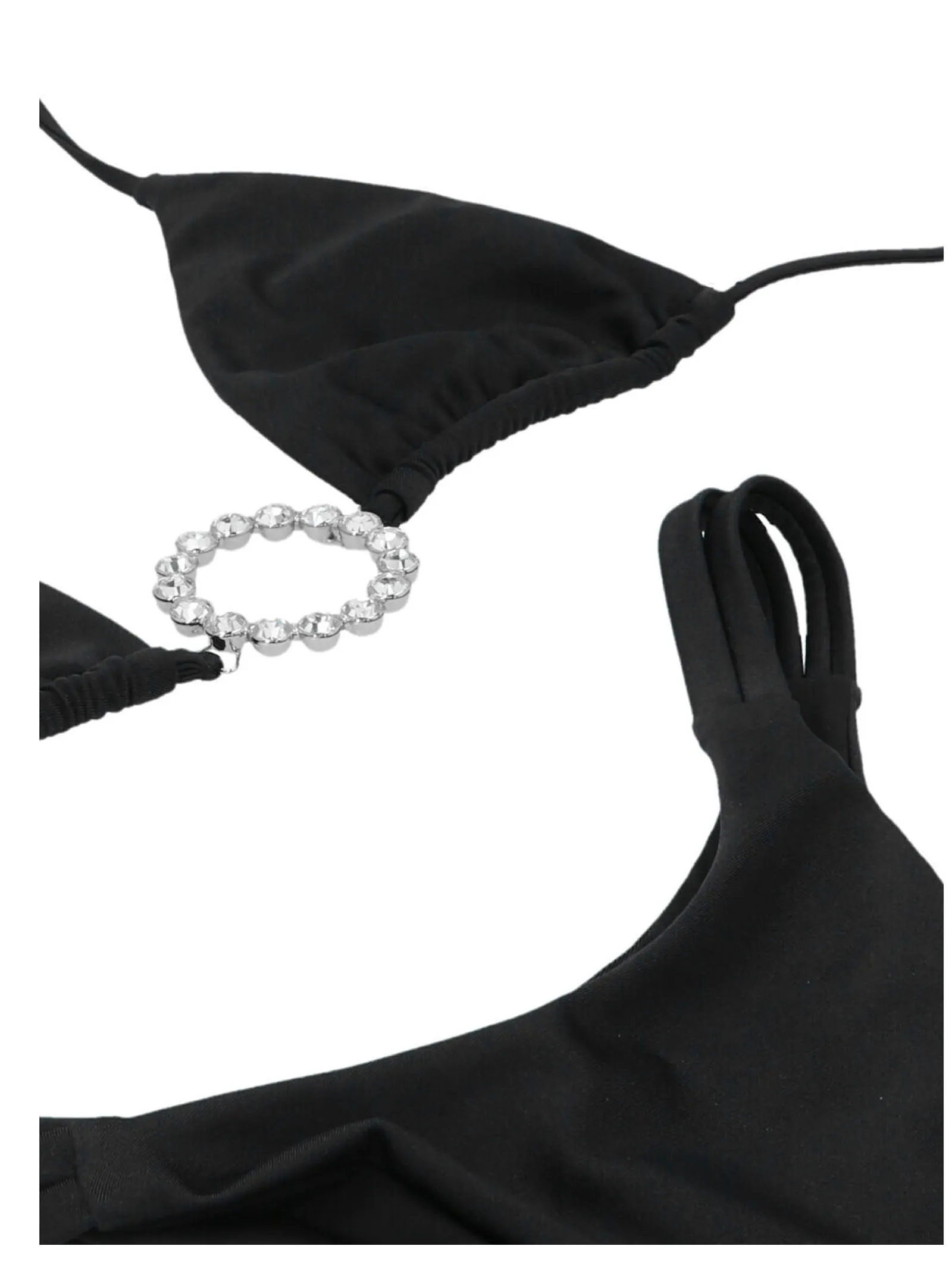 Alessandra Rich Crystal Ring Embellished Double-Wrap Bikini Set