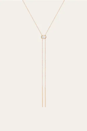 Aurate x Frye: Lab Grown White Sapphire Bolo Necklace