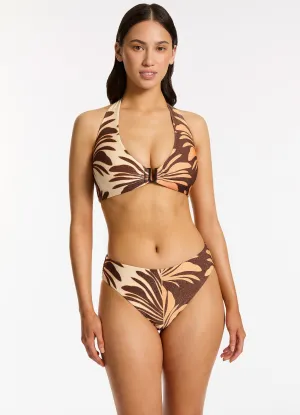 Dahlia Palm Halter Bikini Top - Chocolate