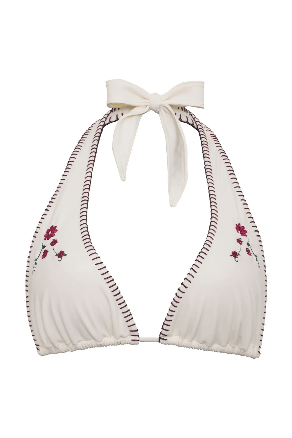 Diana Embroidered Halter Bikini Top - Sea Fairy