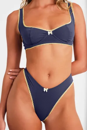 Elena Dainty Cheeky Bottoms / Navy Blue Pointelle
