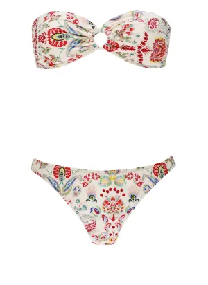 Etro Allover Paisley Print Bandeau Bikini Set