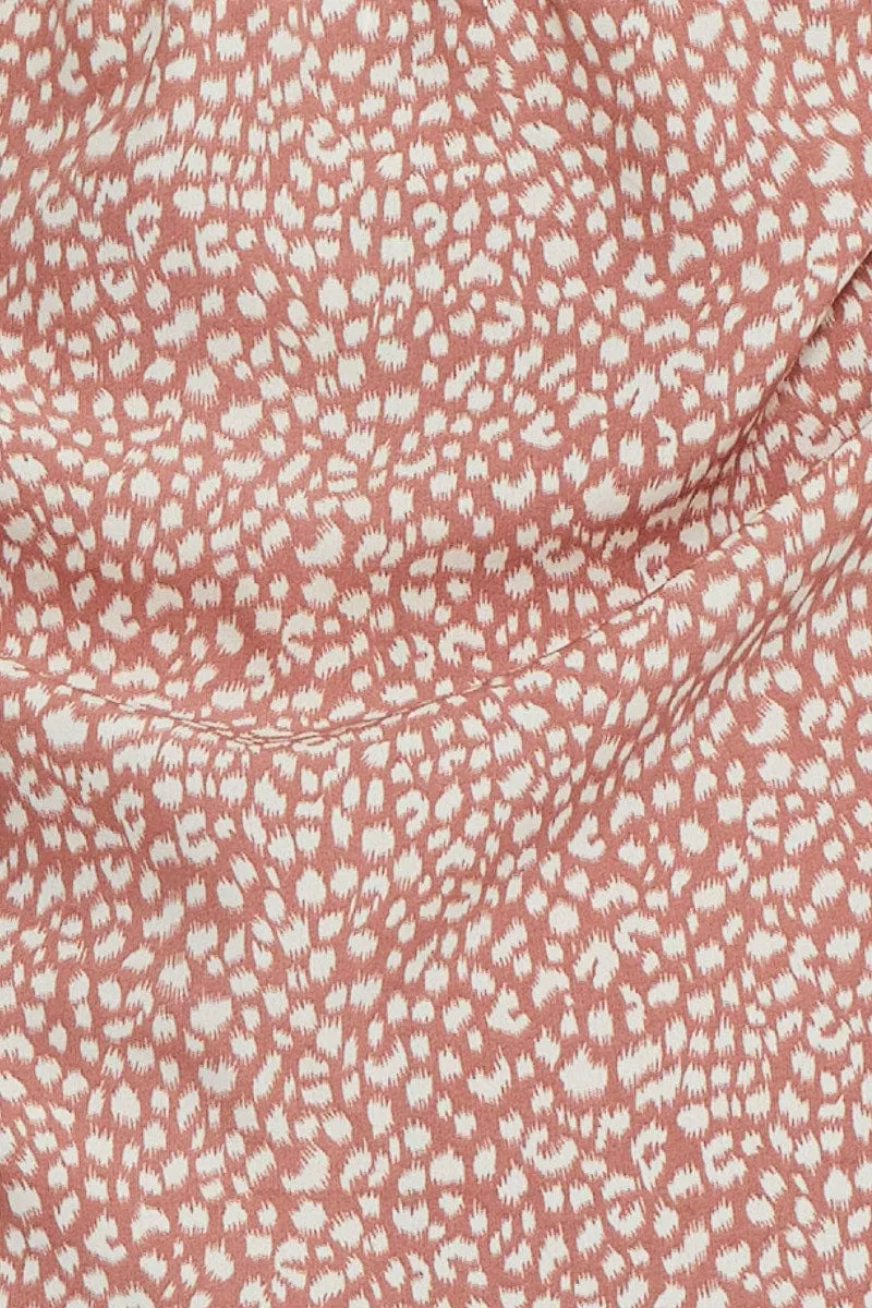 Geo Print Halter Top Sleeveless Tie Up
