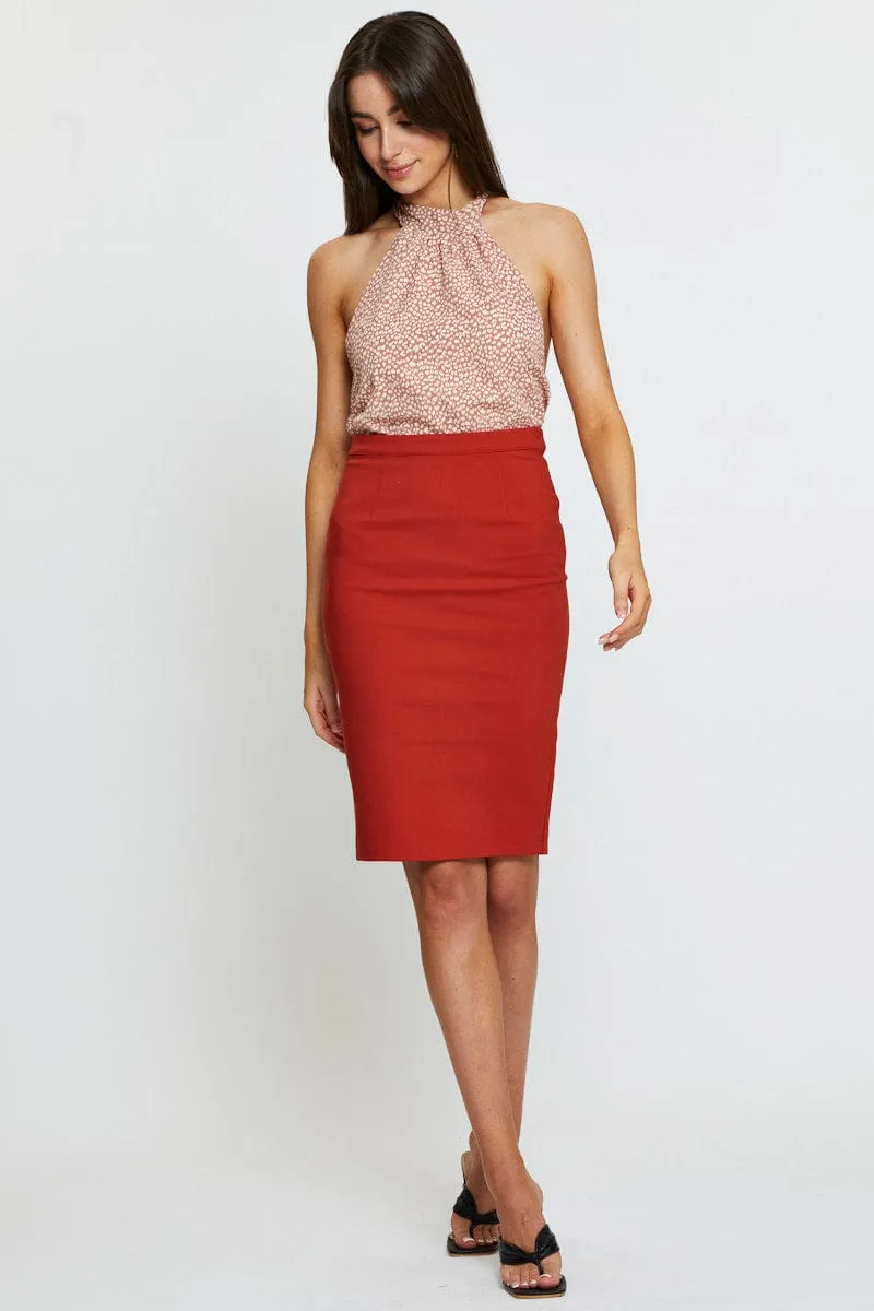 Geo Print Halter Top Sleeveless Tie Up