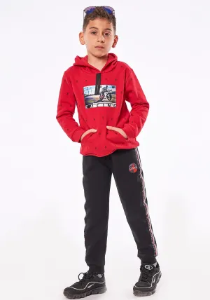 Hashtag Boy Racing Hoodie & Joggers Set, Red Multi