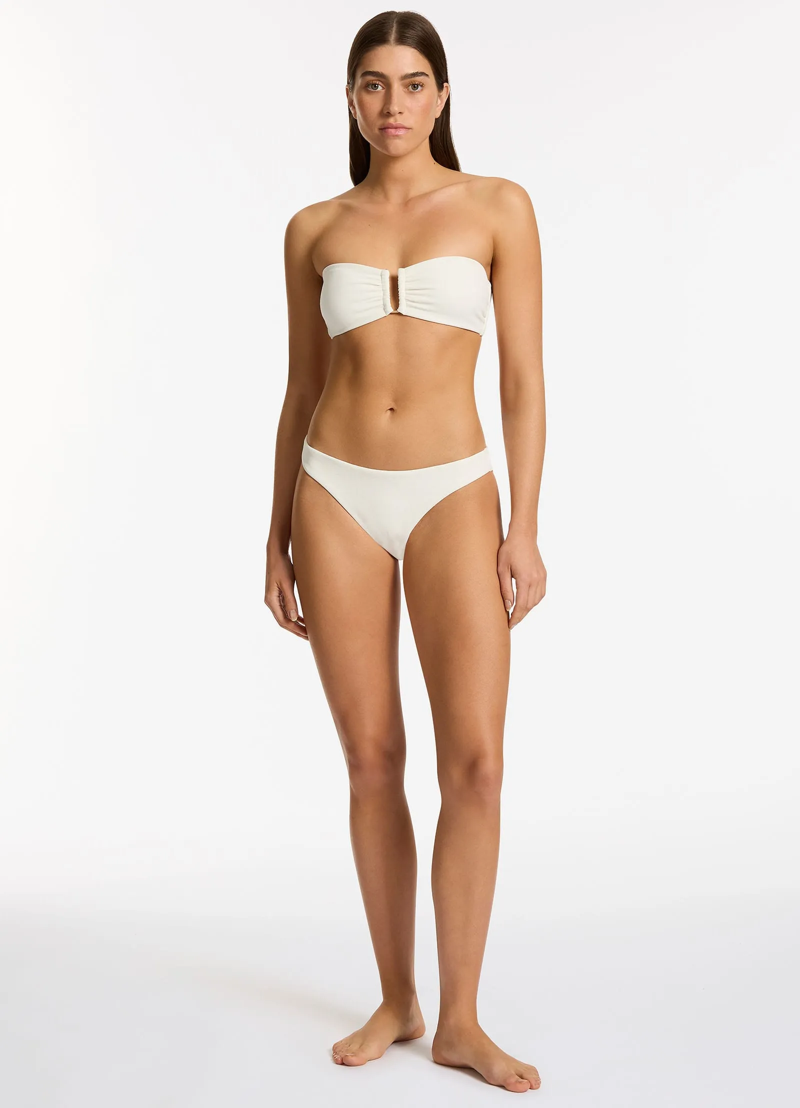 Isla Rib U Trim Bandeau Bikini Top - Cream