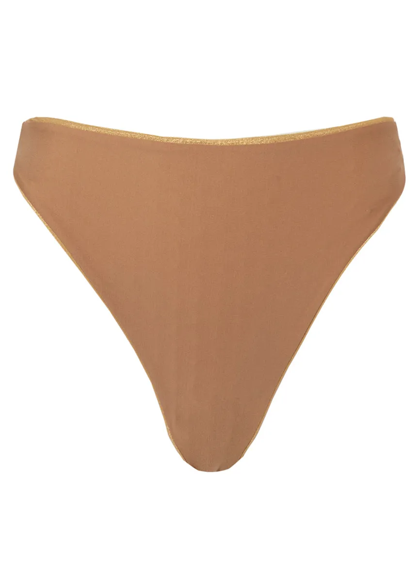 Maaji Creamy Gold Delphi High Rise Thin Side Bikini Bottom