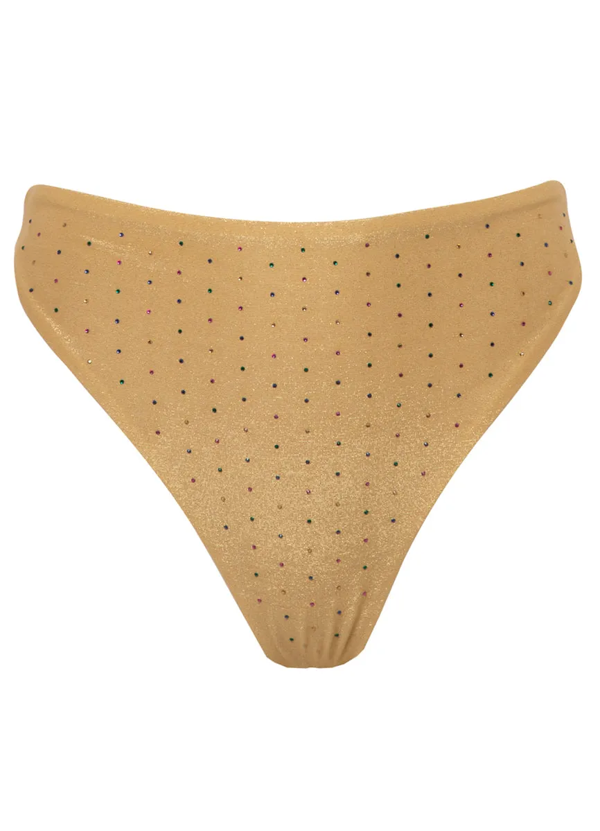 Maaji Creamy Gold Delphi High Rise Thin Side Bikini Bottom