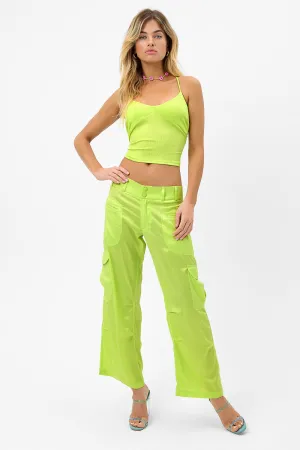 Macey Plissé Halter Top - Kiwi