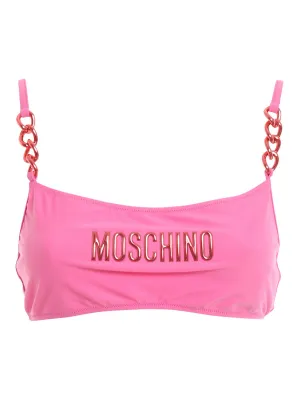 Moschino Logo-Plaque Chain Detail Bikini Top