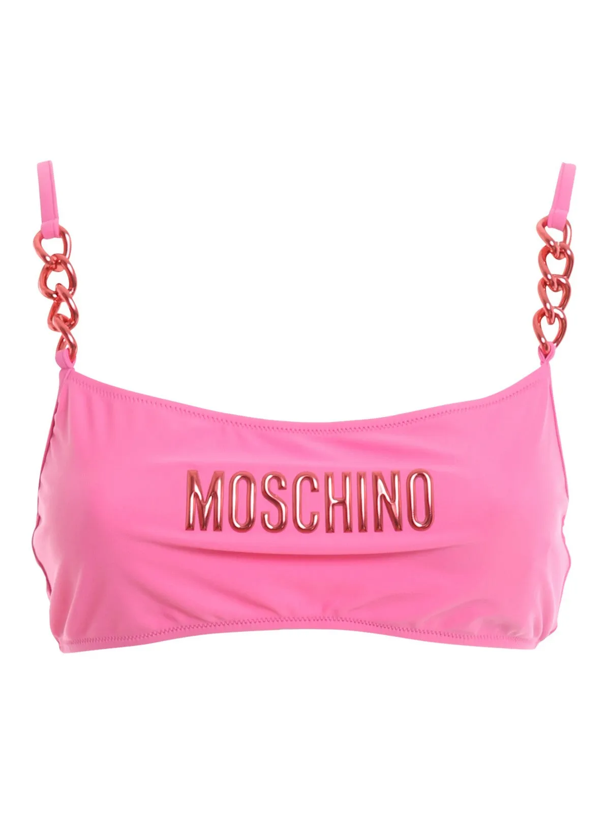 Moschino Logo-Plaque Chain Detail Bikini Top