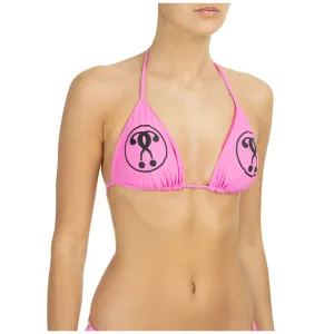 Moschino Logo Print Tie-Fastening Bikini Top