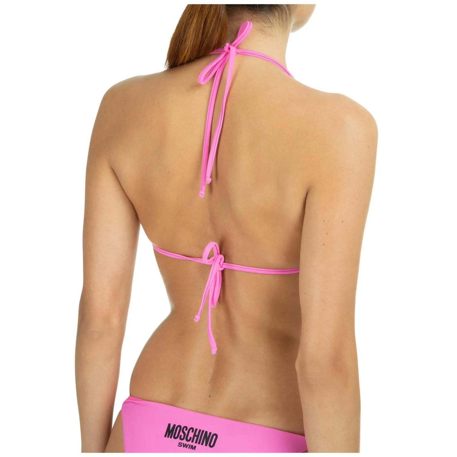 Moschino Logo Print Tie-Fastening Bikini Top