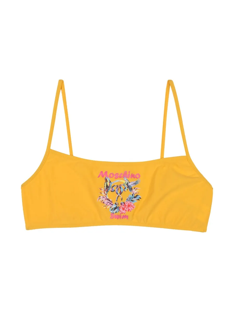 Moschino Logo Printed Bikini Top