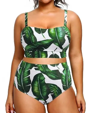 Plus Size High Waisted Full Coverage Bikini Sets