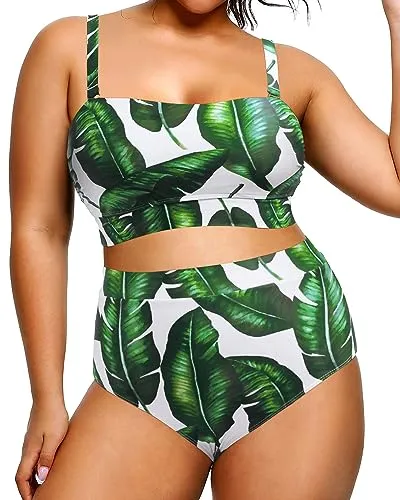 Plus Size High Waisted Full Coverage Bikini Sets