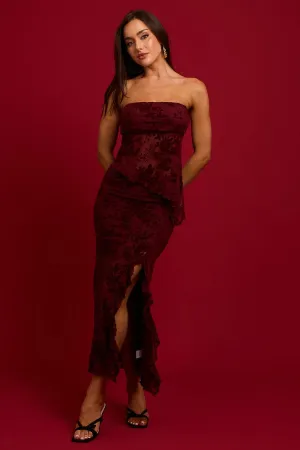 Red Burnout Bandeau Top