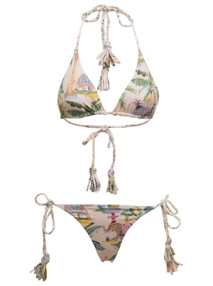 REDValentino Graphic Printed Halter-Neck Bikini Set