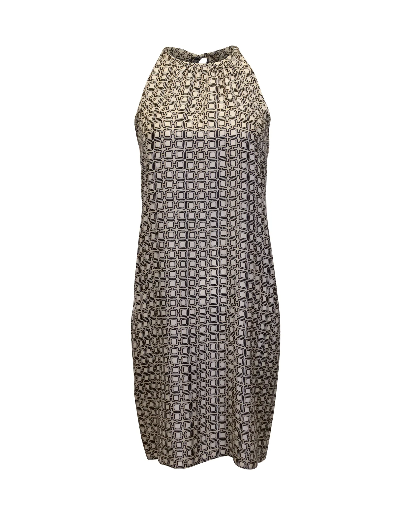 'S Max Mara Printed Dress in Beige Silk