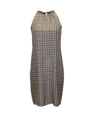 'S Max Mara Printed Dress in Beige Silk