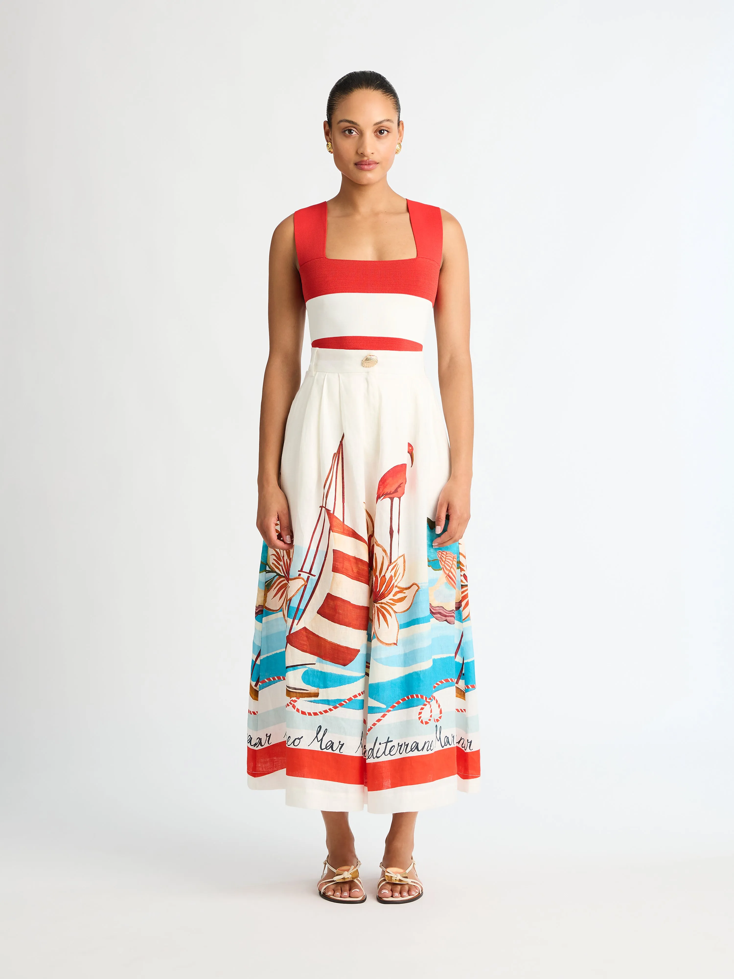 SAIL BOAT MIDI SKIRT