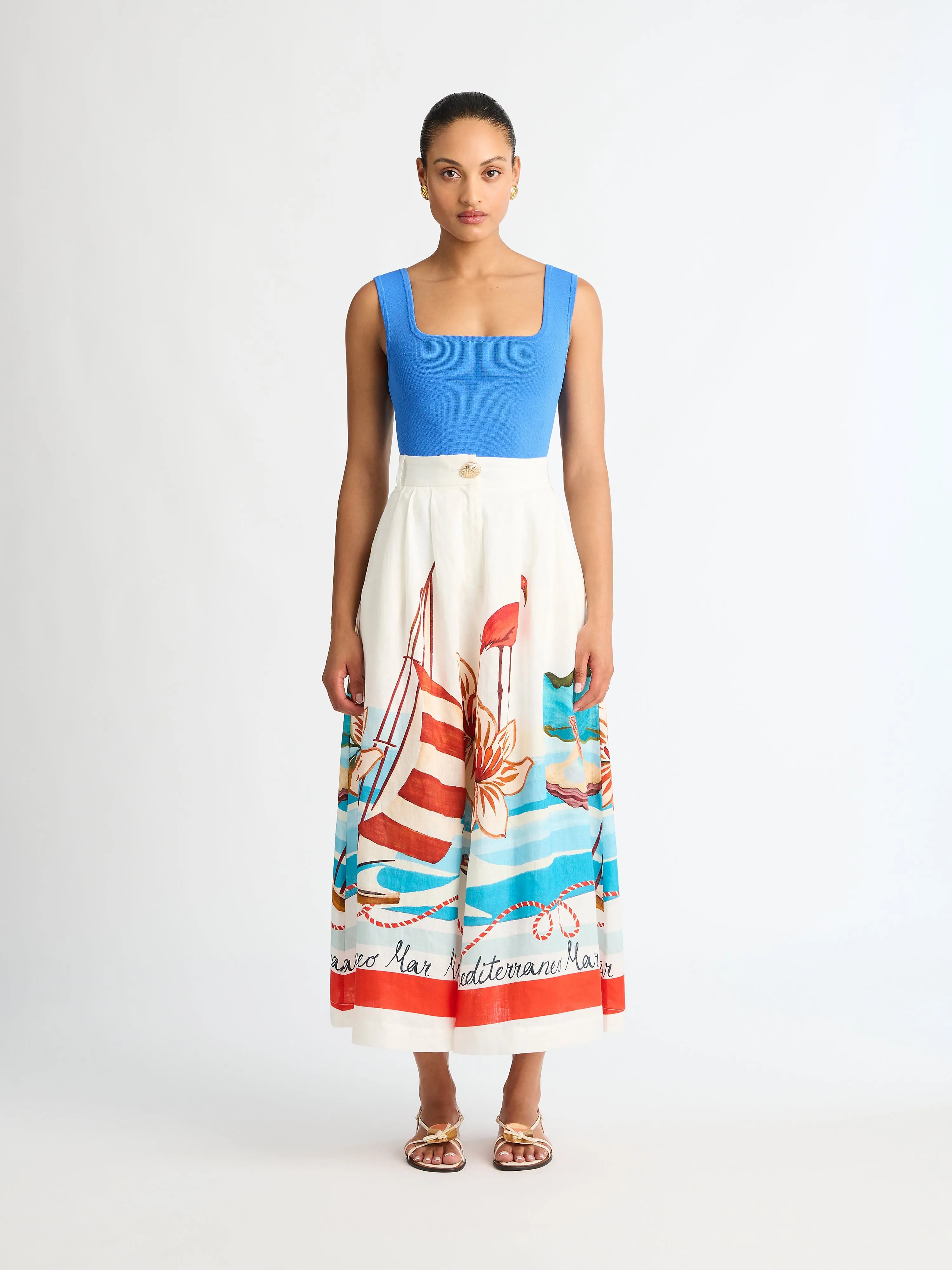 SAIL BOAT MIDI SKIRT