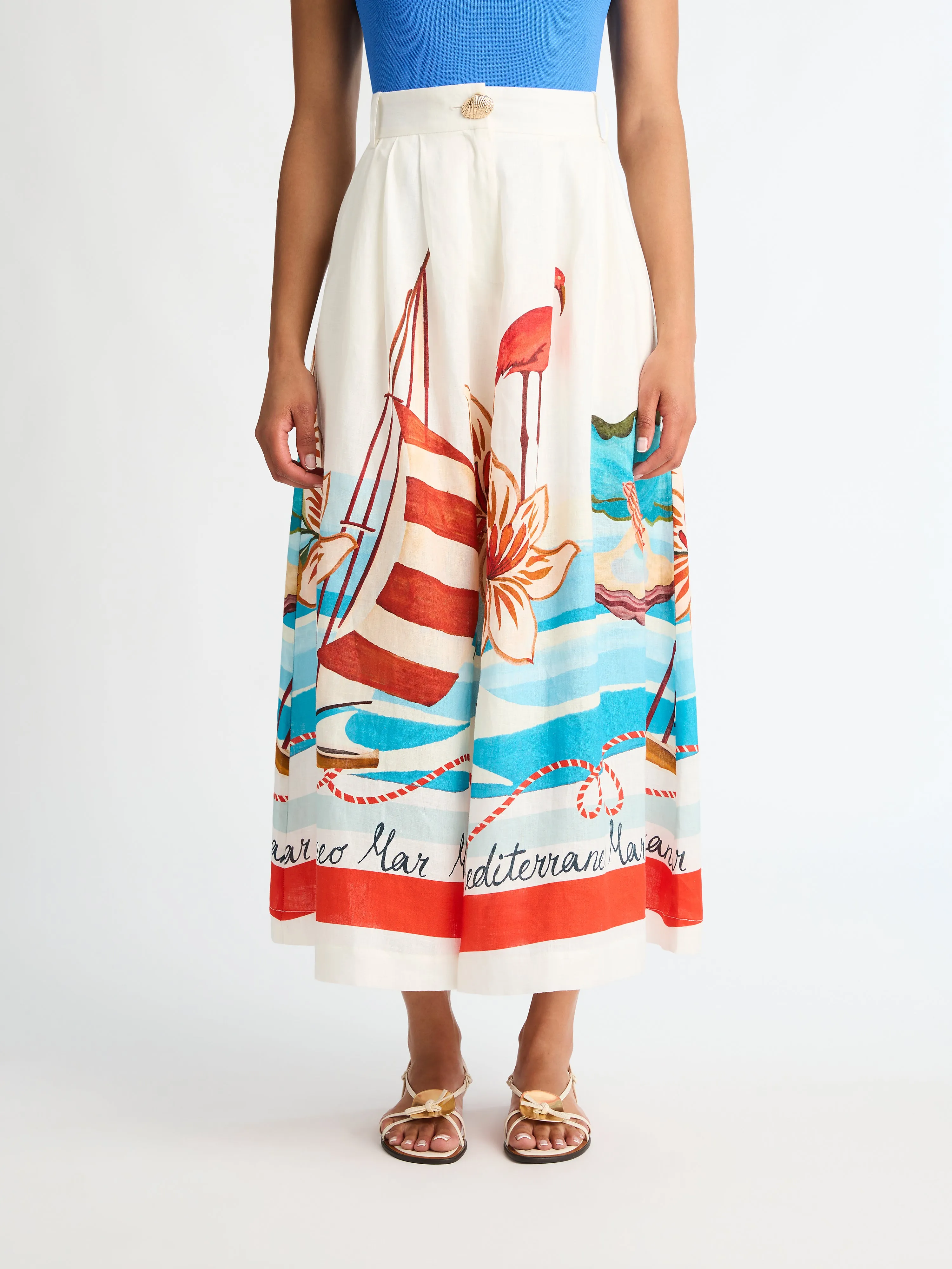 SAIL BOAT MIDI SKIRT