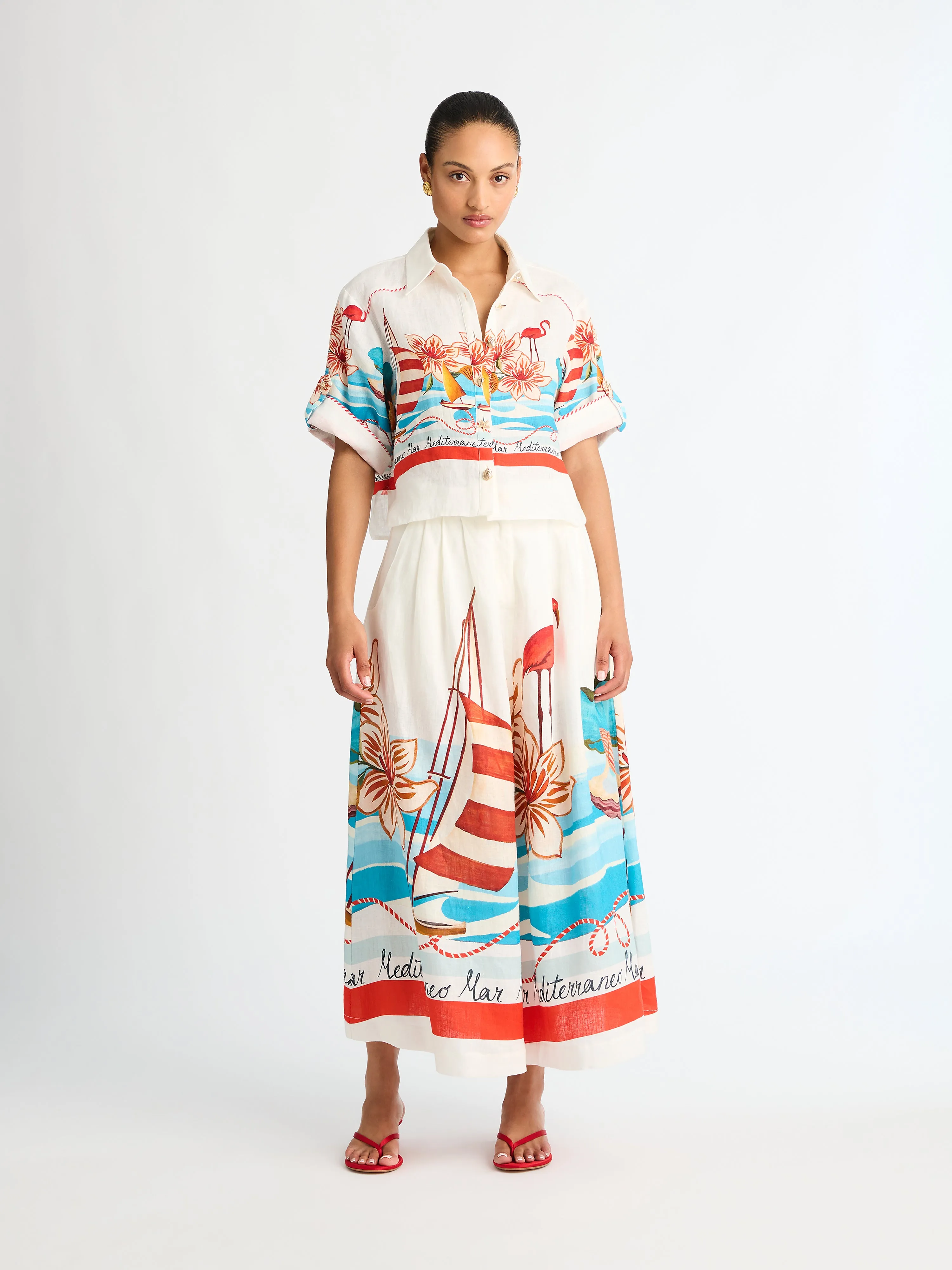 SAIL BOAT MIDI SKIRT