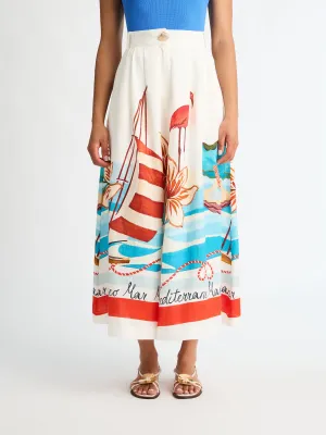 SAIL BOAT MIDI SKIRT