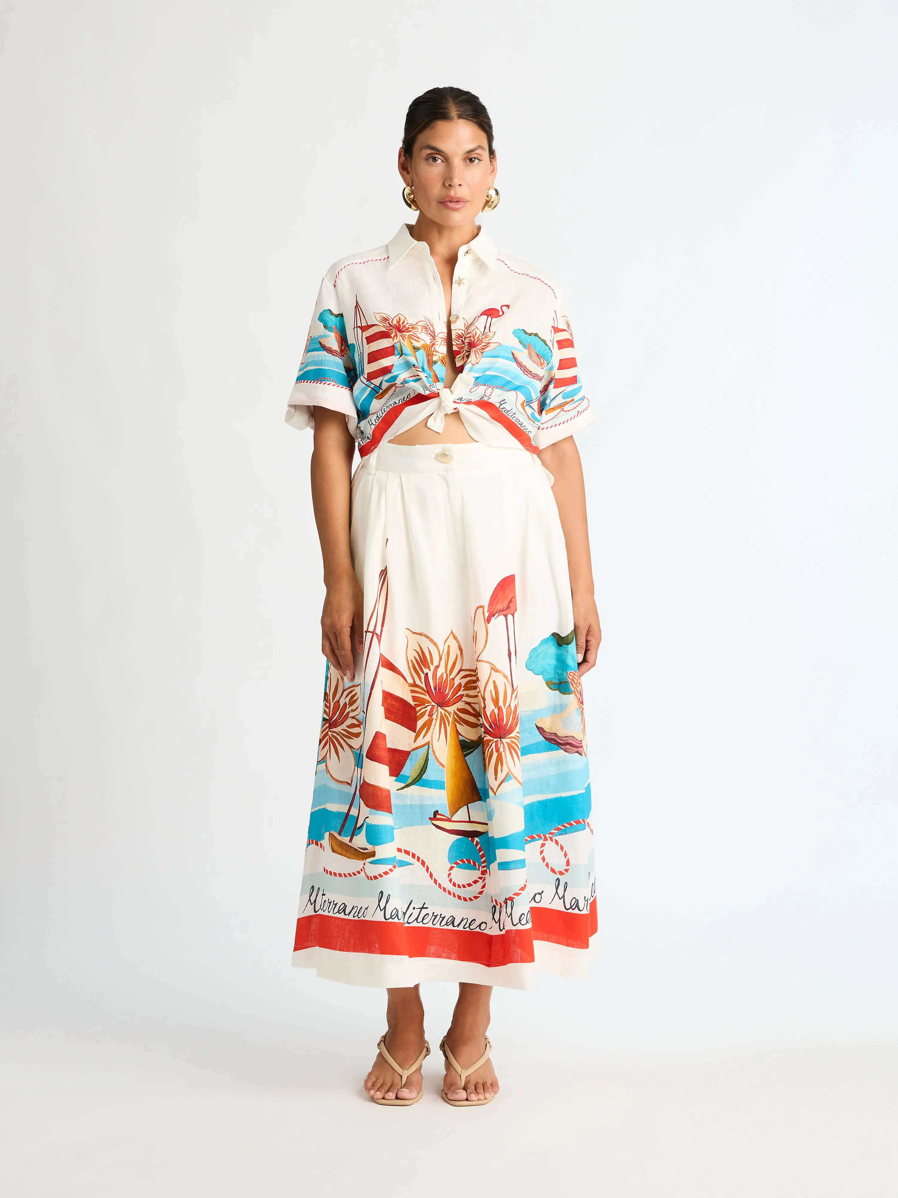 SAIL BOAT MIDI SKIRT