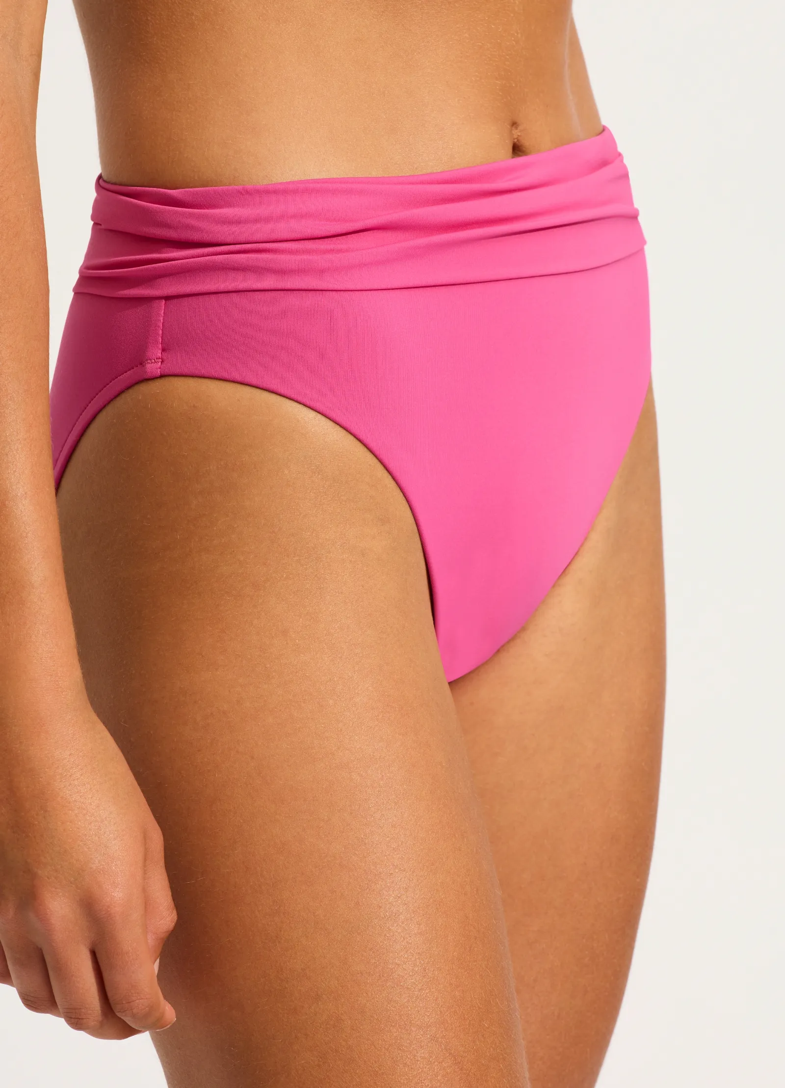 Seafolly Collective Roll Top Bikini Bottom - Hot Pink