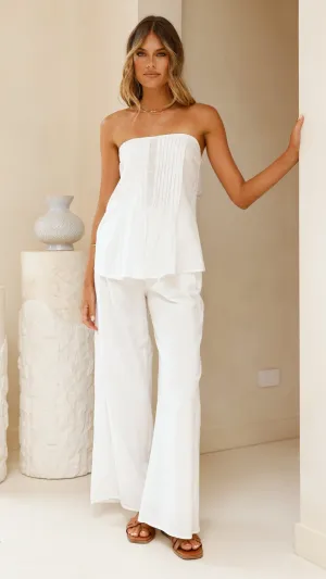 Sharni Strapless Pleat Top and Pants Set - White