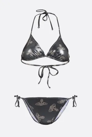 shiny lycra bikini with Orb print