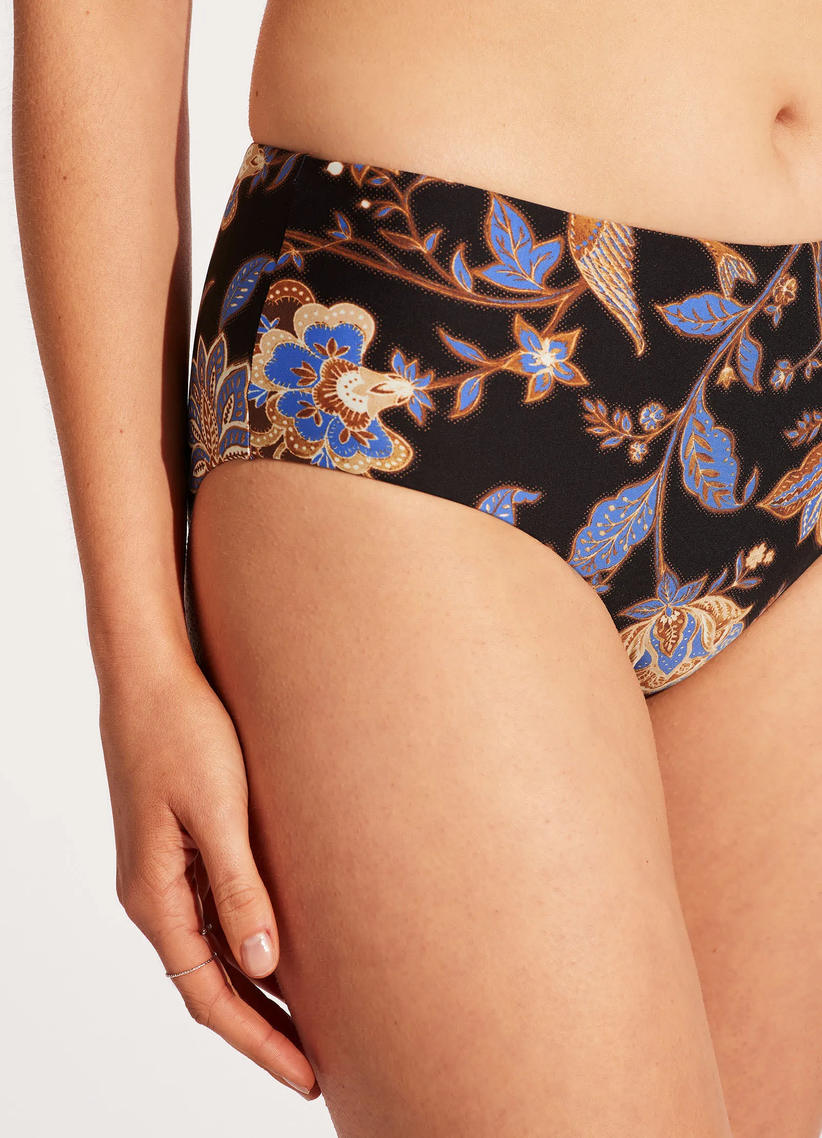 Silk Road Wide Side Bikini Bottom - Black