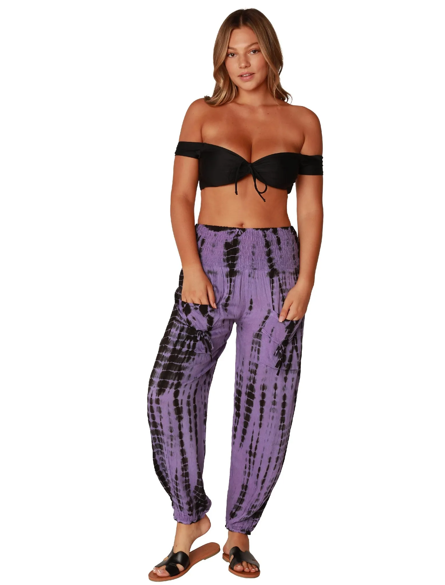Smocked on top harem pant
