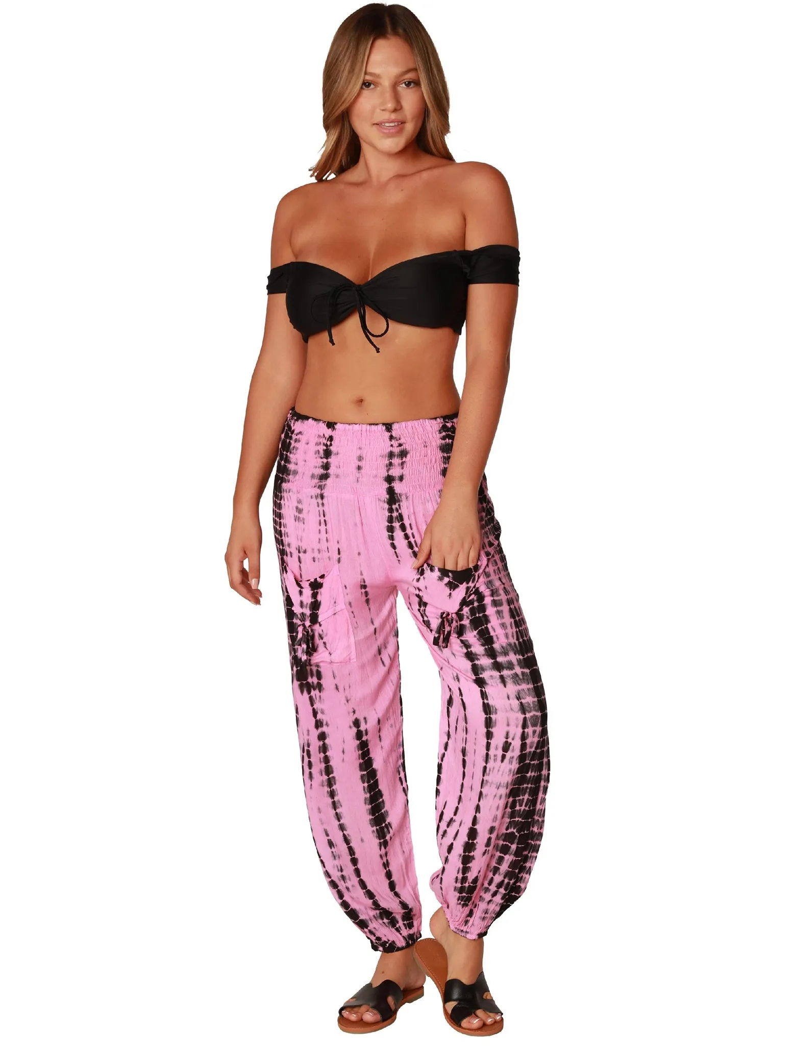 Smocked on top harem pant