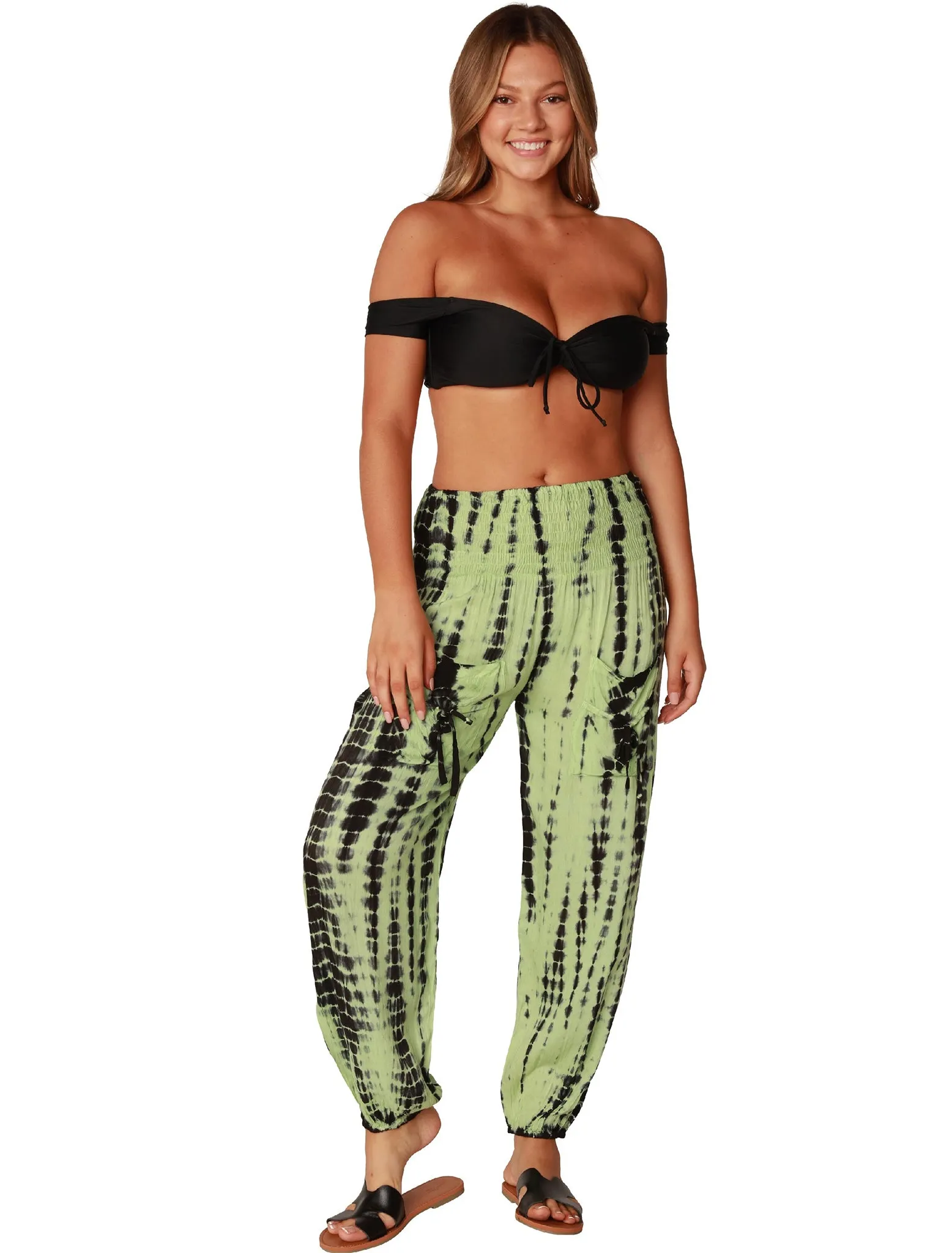 Smocked on top harem pant