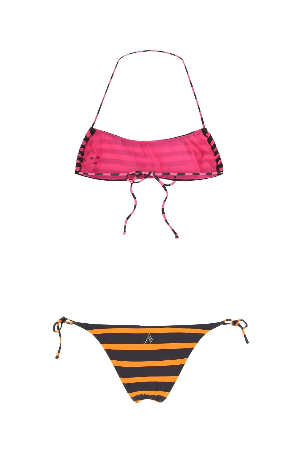 The Attico Halter-Neck Striped Bikini Set