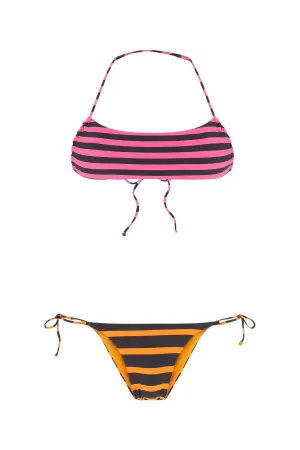 The Attico Halter-Neck Striped Bikini Set