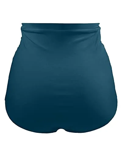 Tummy Control Vintage Swim Shorts Ruched Bikini Bottoms for Women