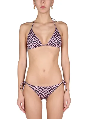 Versace Greca Signature-Print Tied Bikini Bottoms