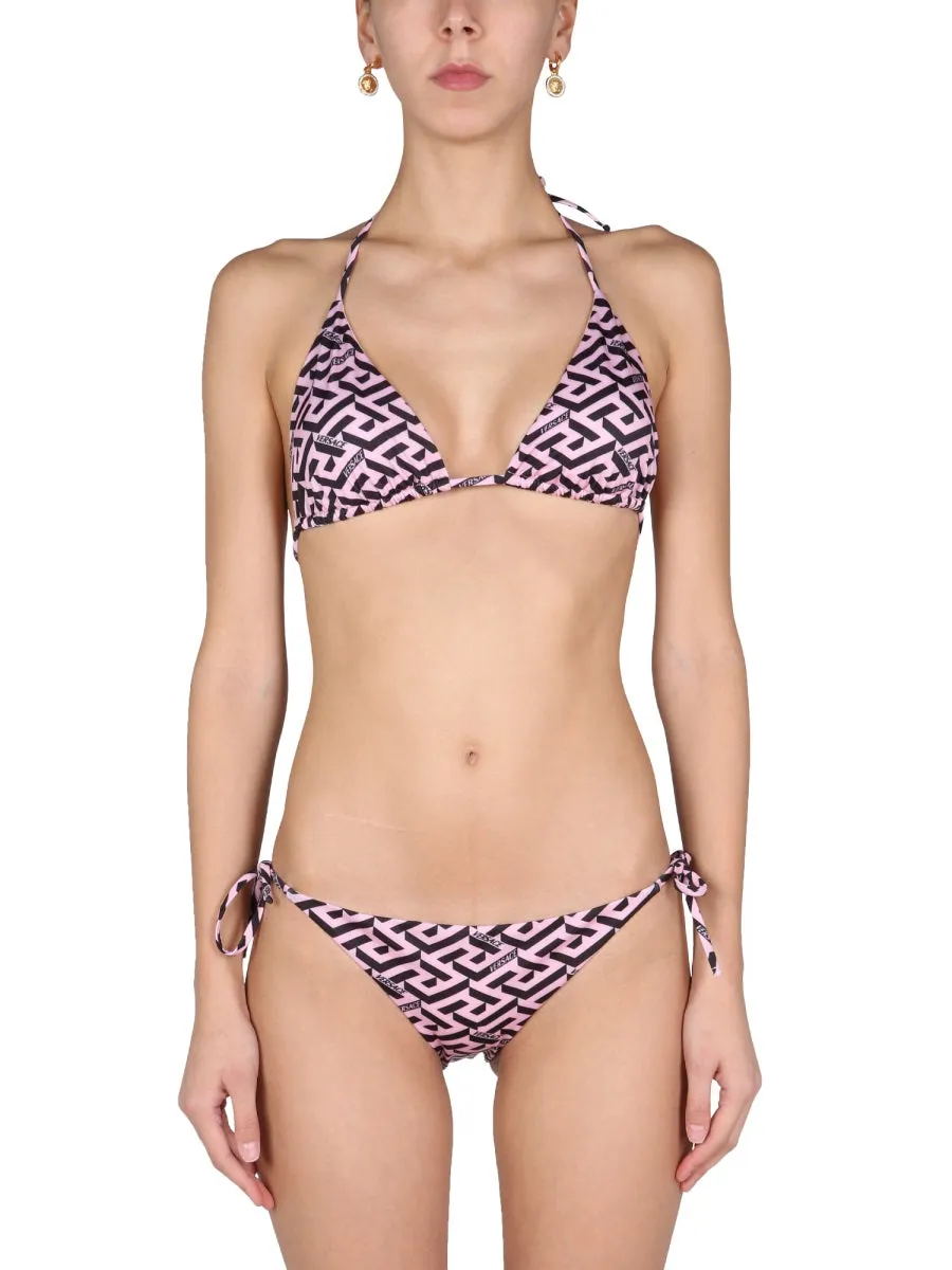 Versace Greca Signature-Print Tied Bikini Bottoms