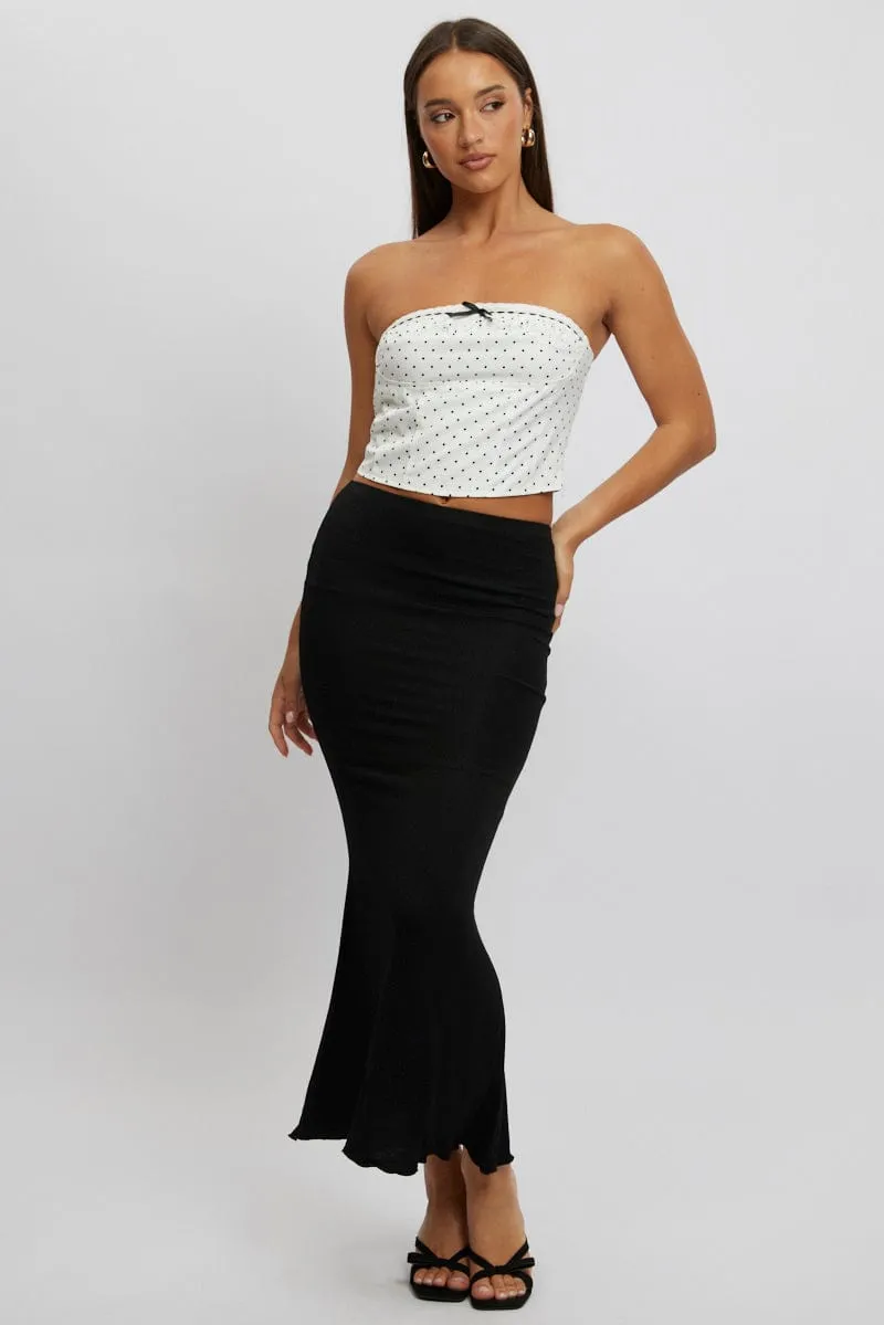 White Polka Dot Tube Top Strapless