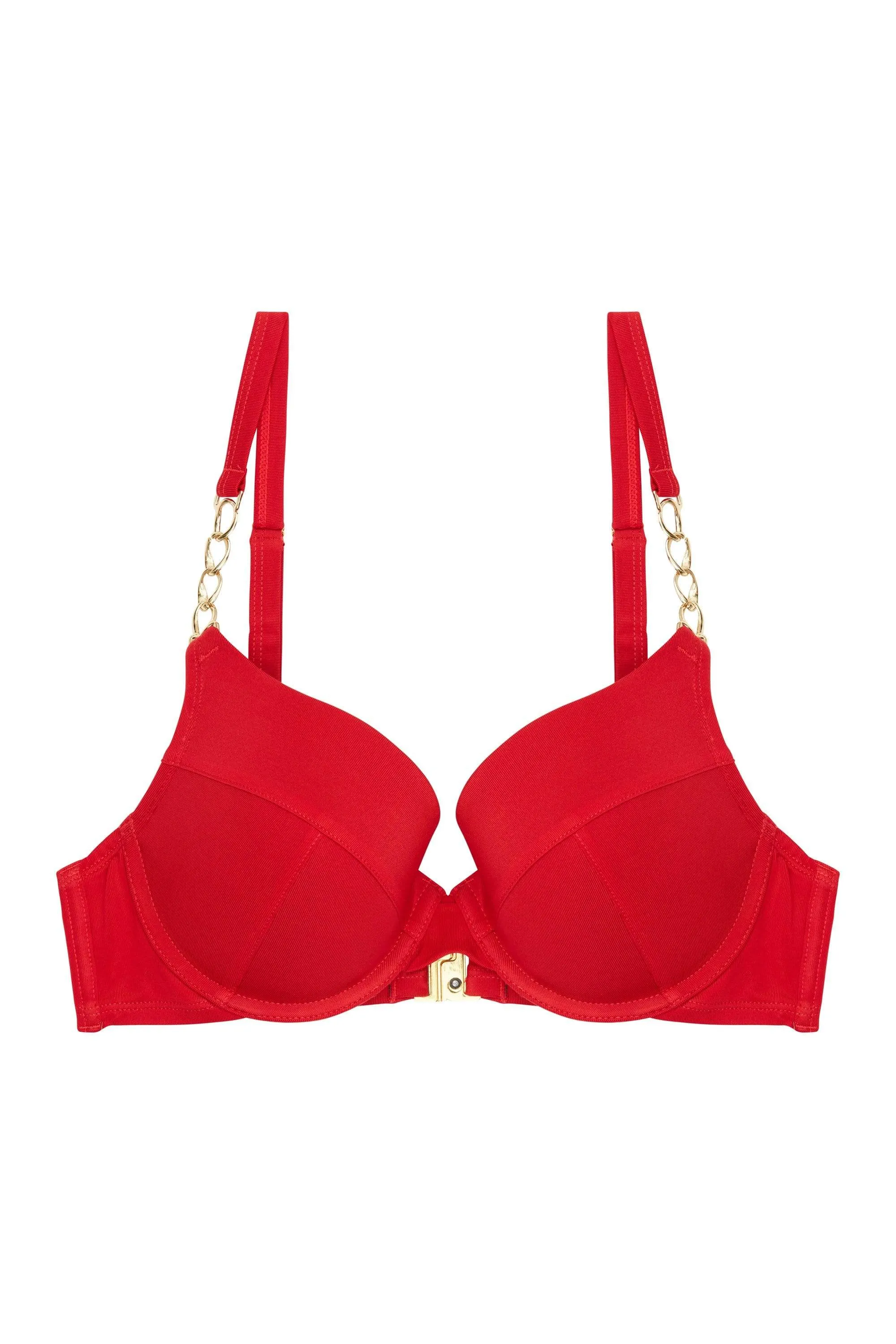 Wolf & Whistle Red chain push up bikini top