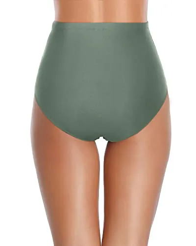 Women High Waisted Bikini Bottoms Tummy Control Ruched Bathing Suit Bottom