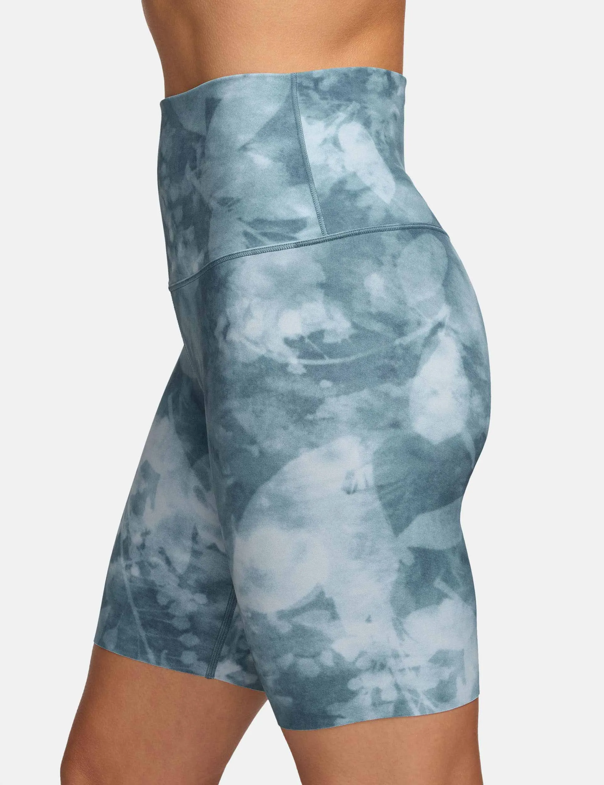 Zenvy 8" Printed Biker Shorts - Smokey Blue